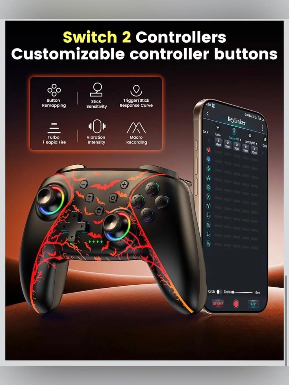 Halloween Wireless Switch Controller RGB Charging Dock NC3000 New in Box